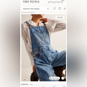 Free People We The Free Good Luck Barrel leg overalls